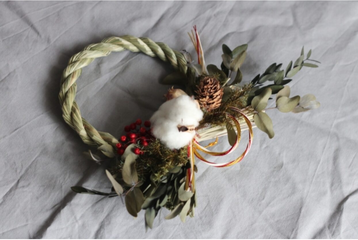 自分で仕上げる♪南天の実と稲穂のしめ縄飾り 2024 しめ縄2024 制作